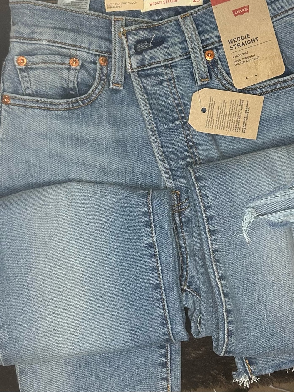Levi's Women's Wedge Straight Jeans - High Waisted -Light Wash Blue